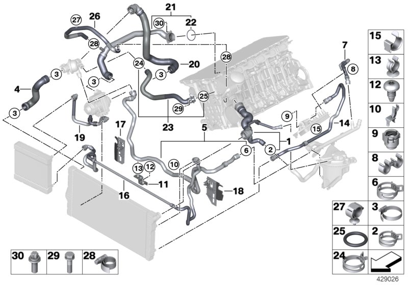 Cooling system coolant hoses