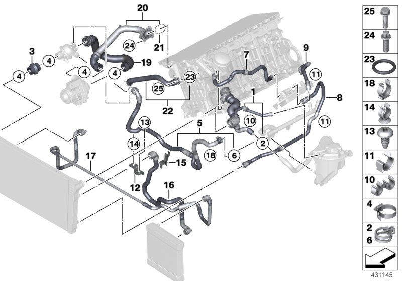 Cooling system coolant hoses