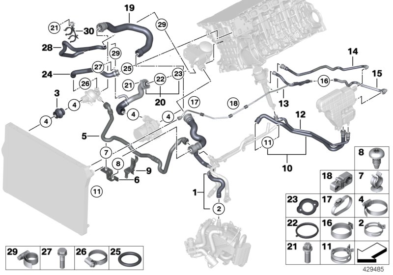 Cooling system coolant hoses