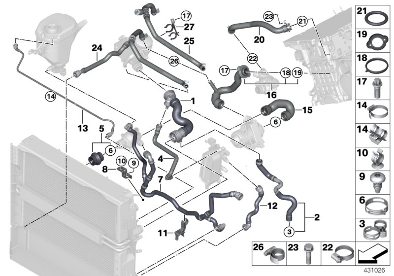 Cooling system coolant hoses