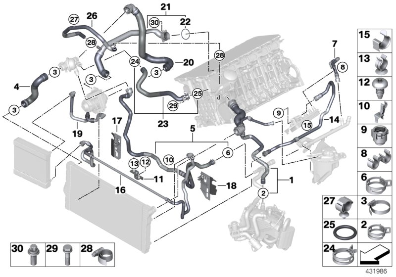 Cooling system coolant hoses