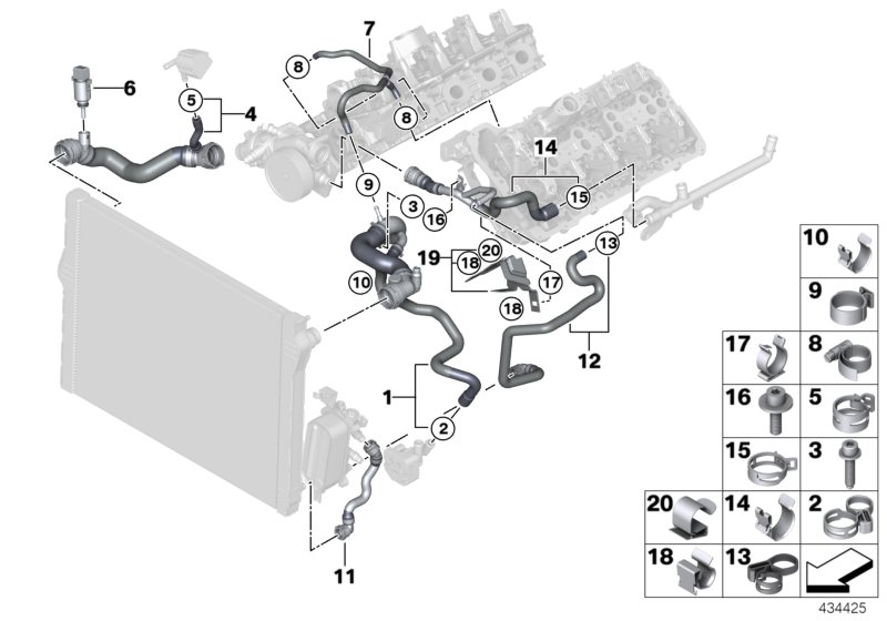 Cooling system coolant hoses