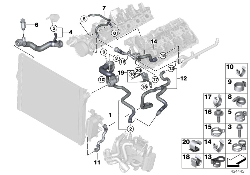 Cooling system coolant hoses