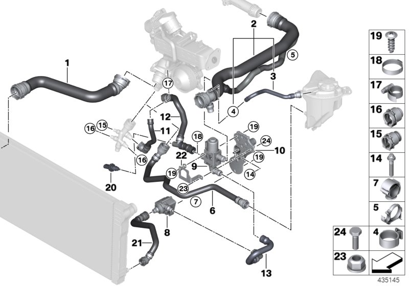 Cooling system coolant hoses
