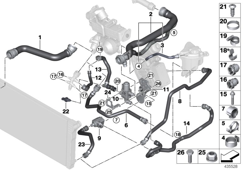 Cooling system coolant hoses