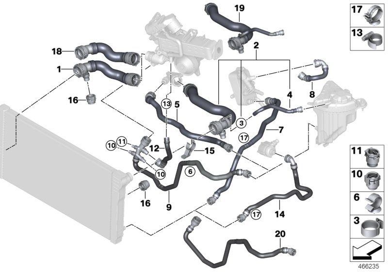 Cooling system coolant hoses