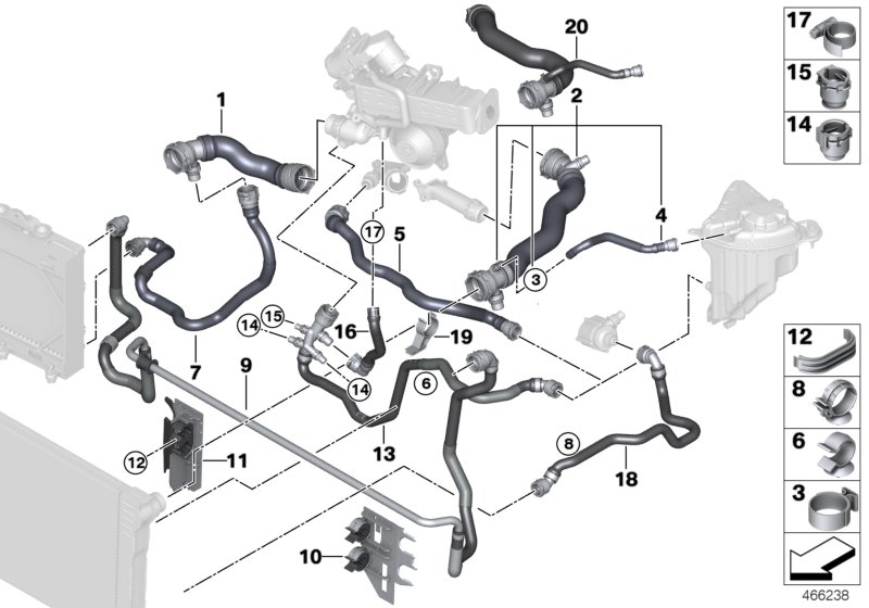 Cooling system coolant hoses