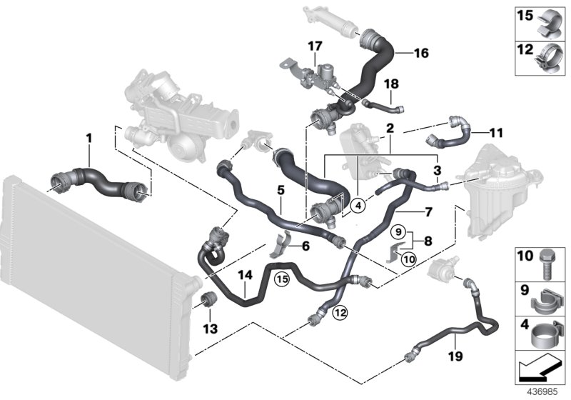 Cooling system coolant hoses