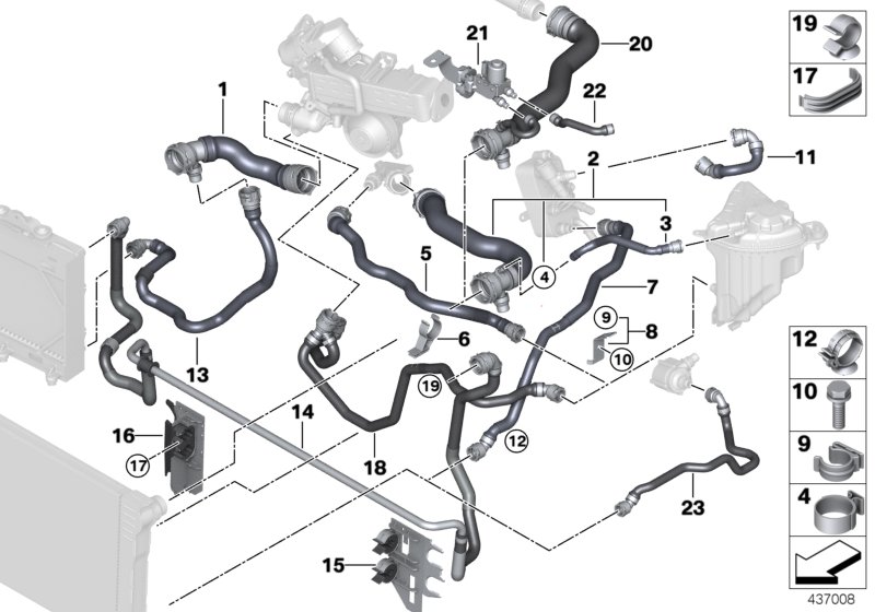 Cooling system coolant hoses