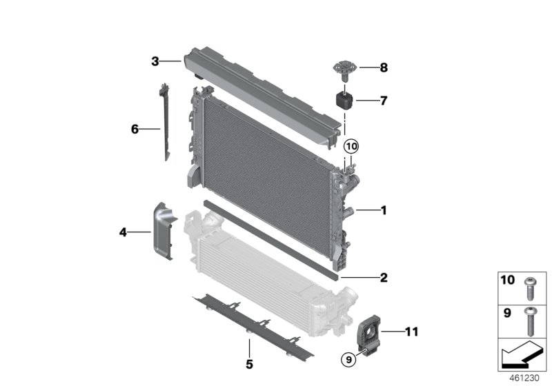 Radiator mounting parts