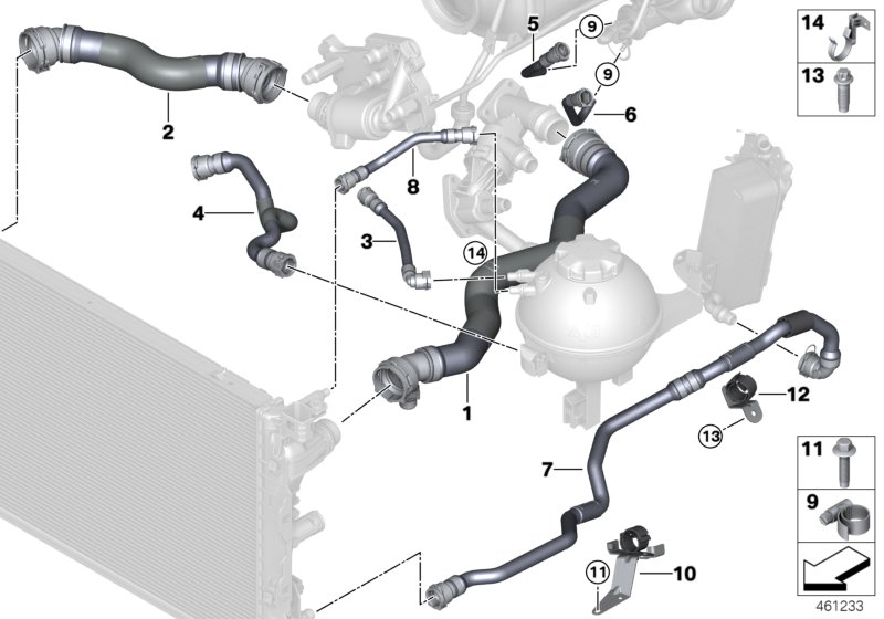Cooling system coolant hoses