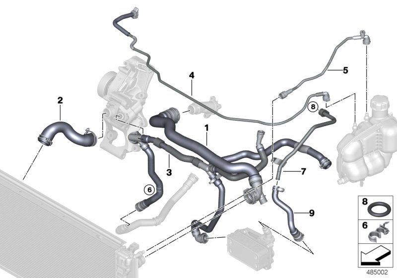 Cooling system coolant hoses