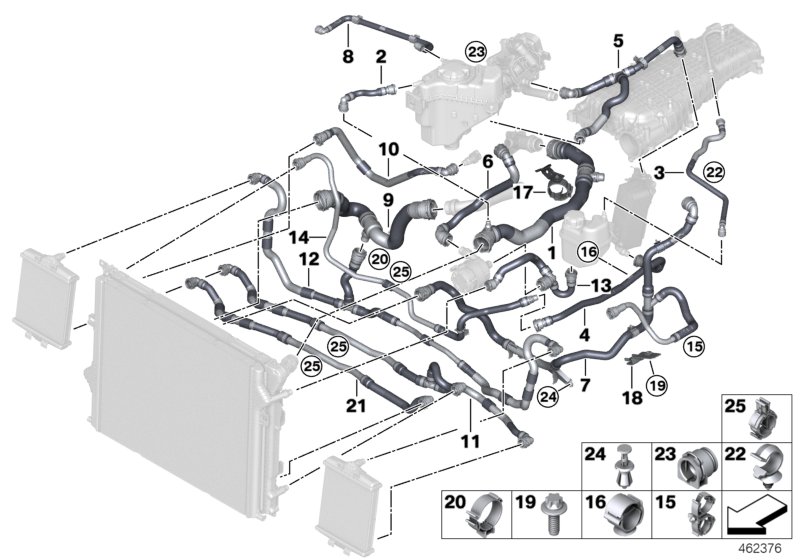 Cooling system coolant hoses
