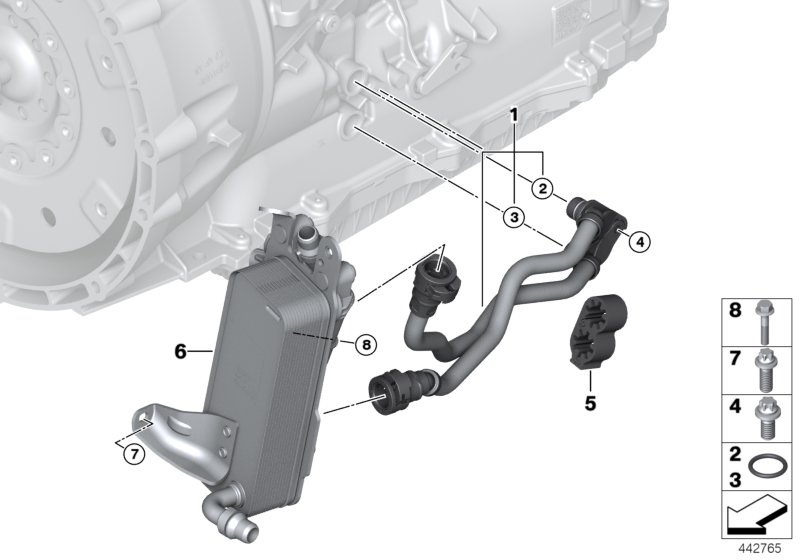 Transmission oil cooler/oil cooler line