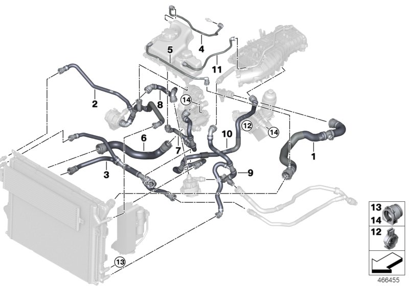 Cooling system coolant hoses