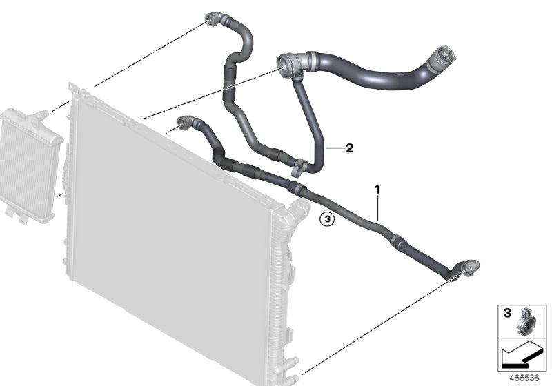 Cooling system - displaced Radiator