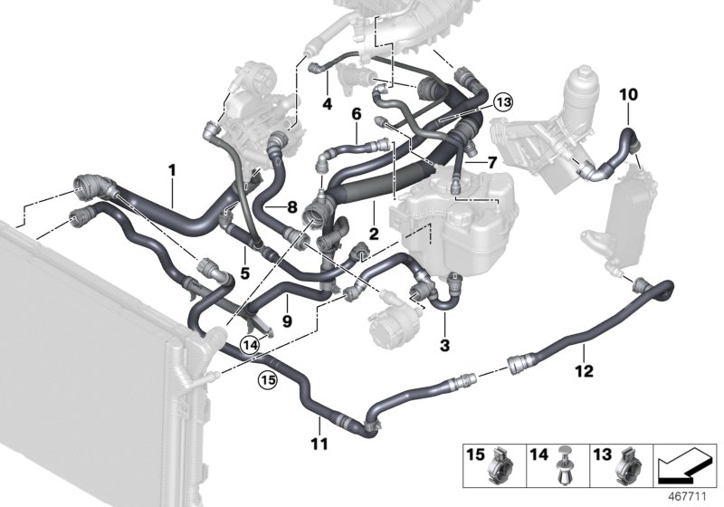 Cooling system coolant hoses