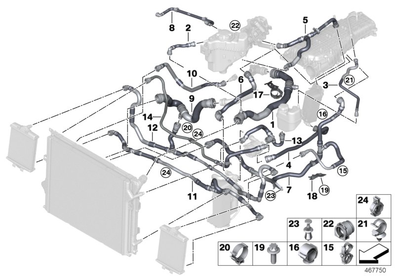 Cooling system coolant hoses