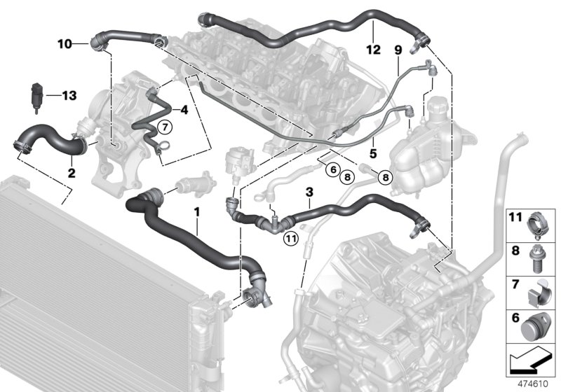 Cooling system coolant hoses