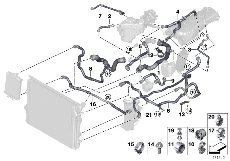 Cooling system coolant hoses