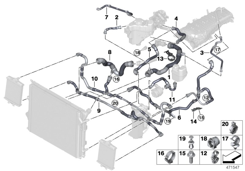 Cooling system coolant hoses