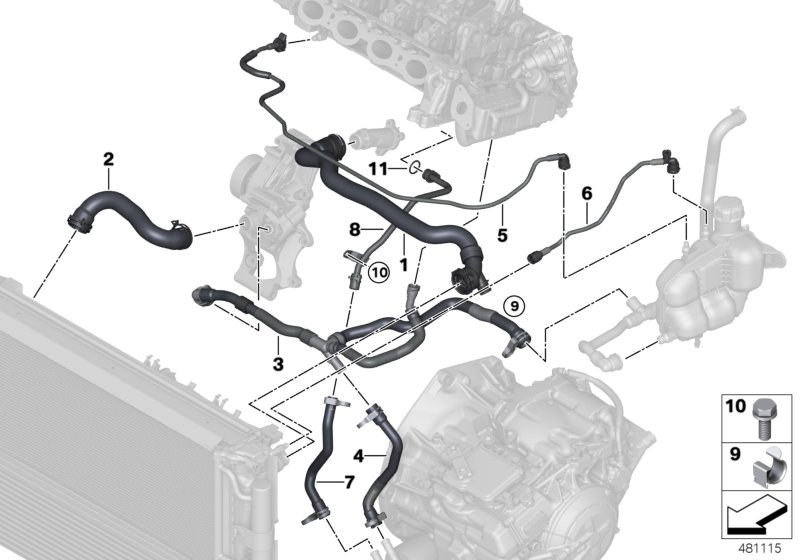 Cooling system coolant hoses