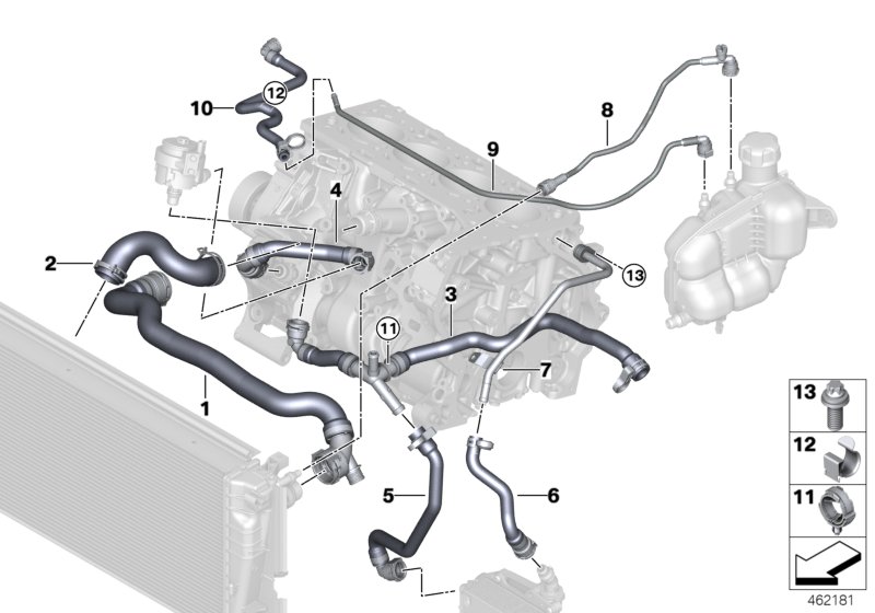 Cooling system coolant hoses