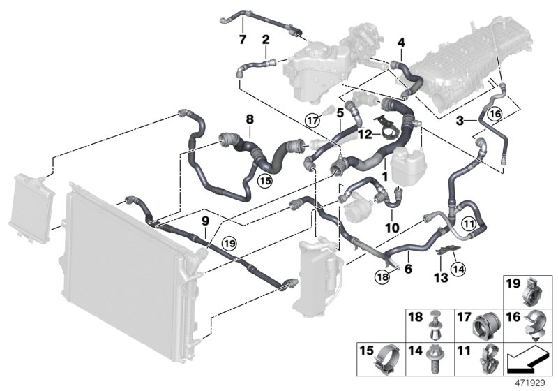 Cooling system coolant hoses