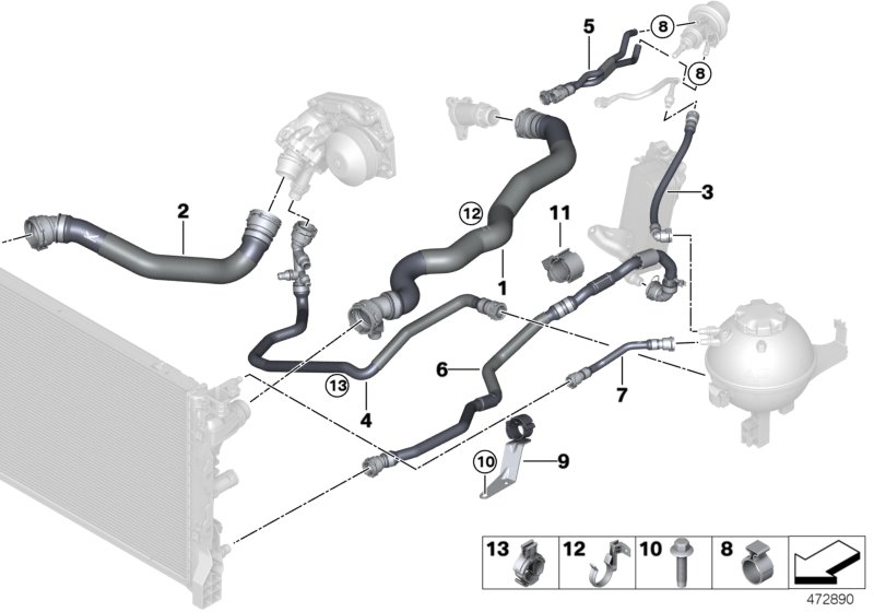Cooling system coolant hoses