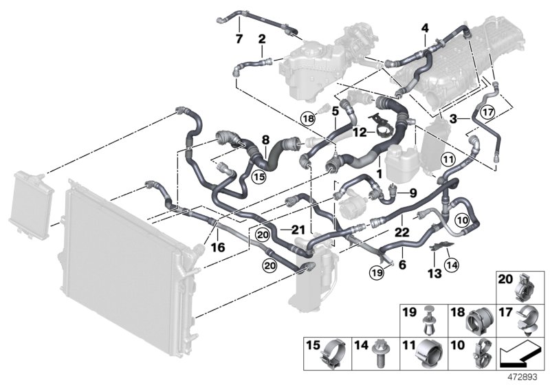 Cooling system coolant hoses
