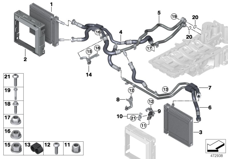 Engine oil cooler/oil cooler line