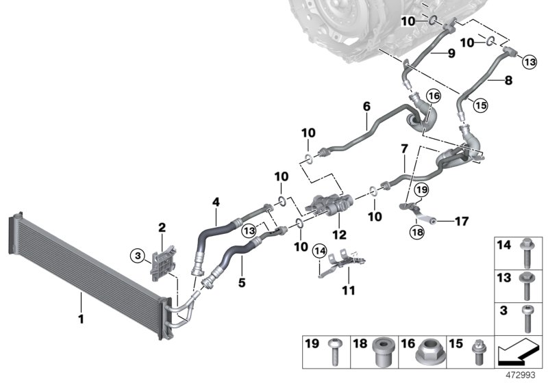 Transmission oil cooler/oil cooler line