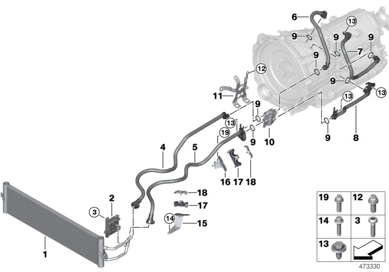 Transmission oil cooler/oil cooler line