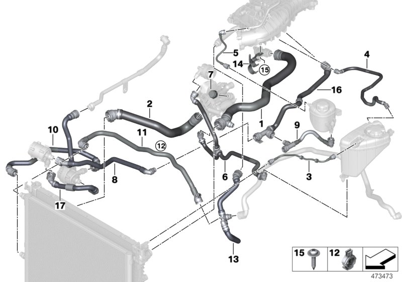 Cooling system coolant hoses