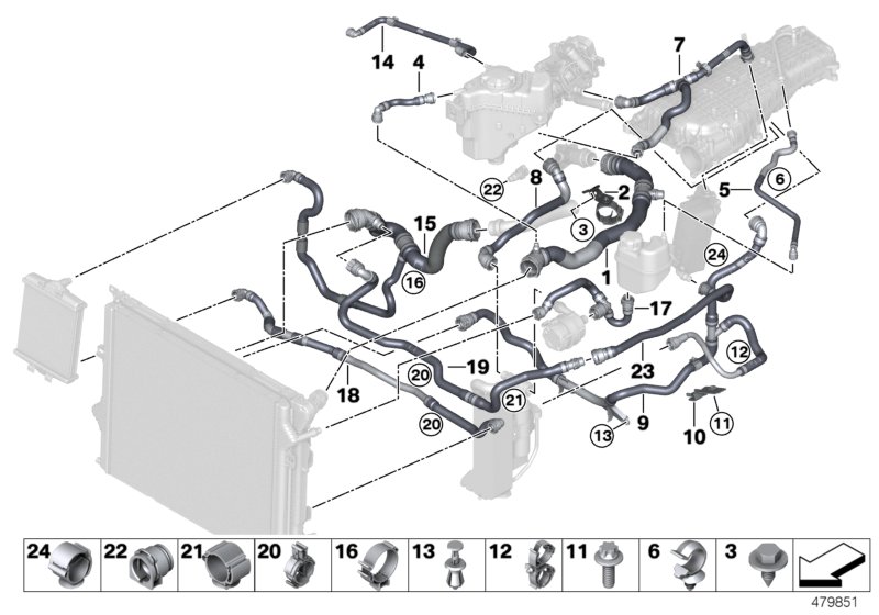 Cooling system coolant hoses