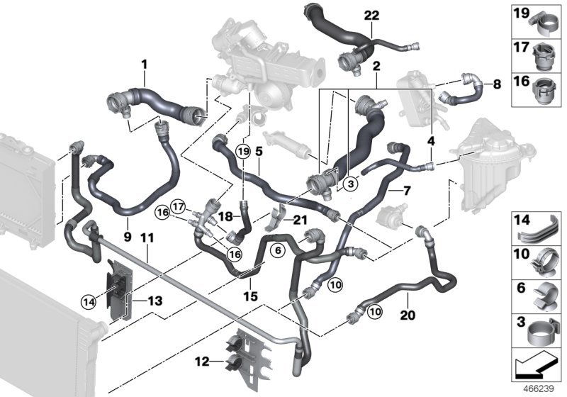 Cooling system coolant hoses