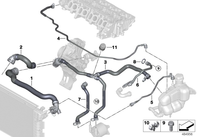 Cooling system coolant hoses