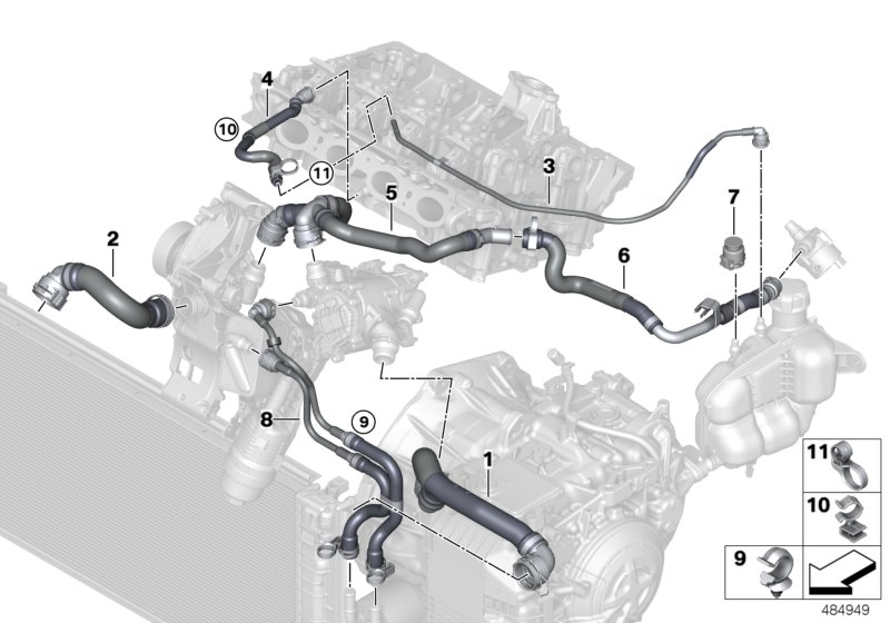 Cooling system coolant hoses
