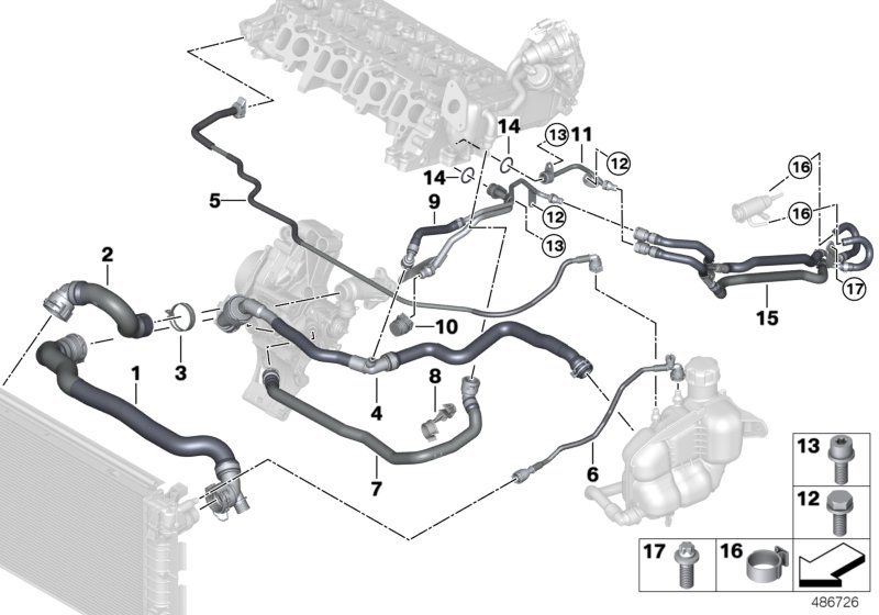 Cooling system coolant hoses