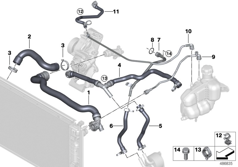 Cooling system coolant hoses