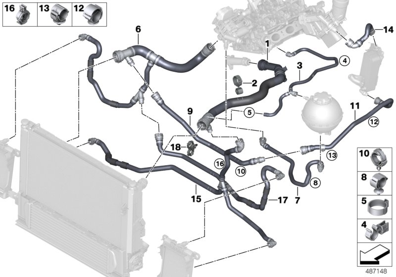 Cooling system coolant hoses