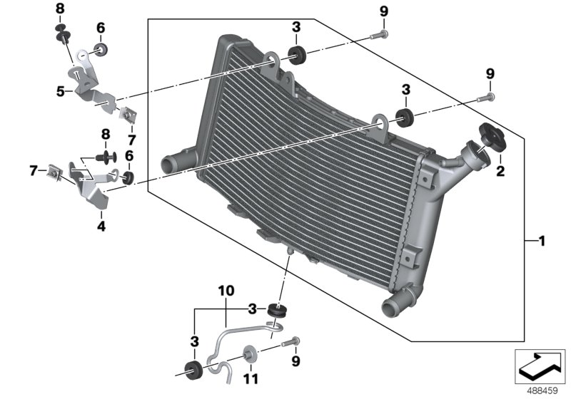 Radiator mounting parts