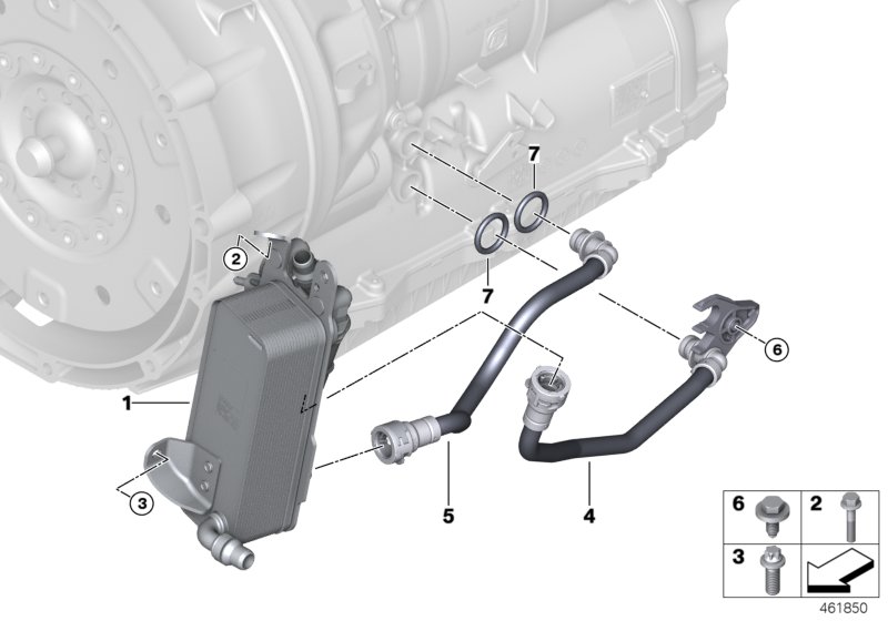 Transmission oil cooler/oil cooler line