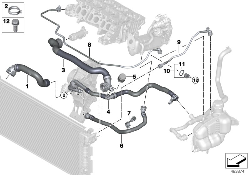 Cooling system coolant hoses