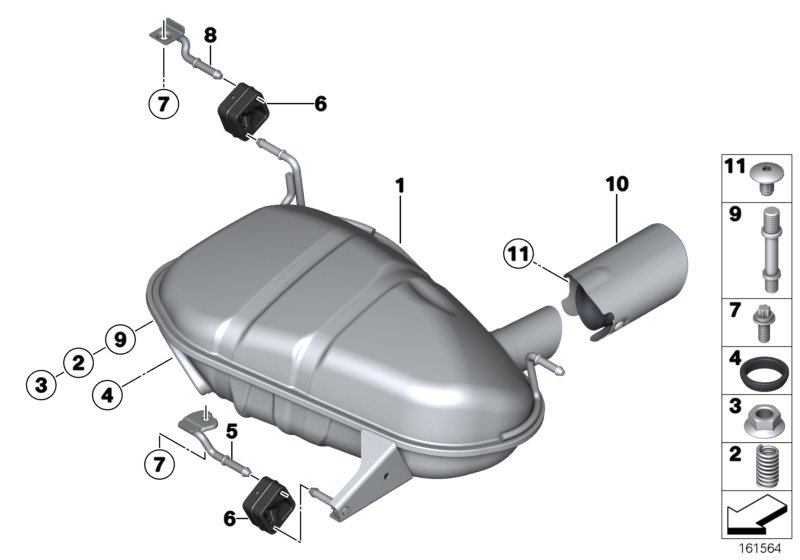 Rear silencer