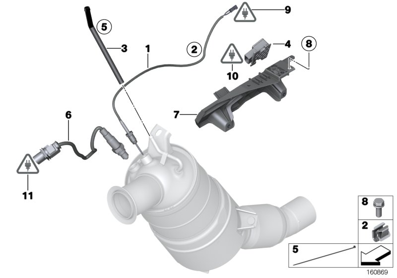 Diesel partic.filt.sens./mount.parts