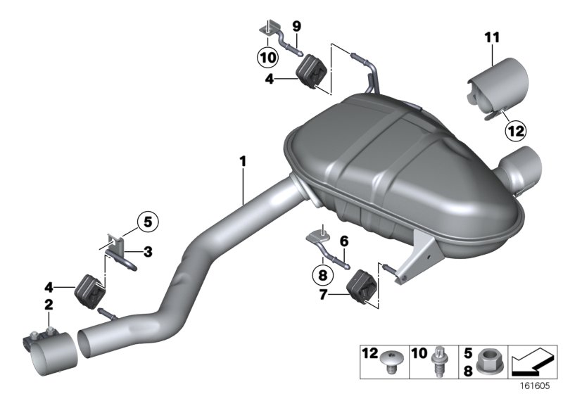 Exhaust system, rear