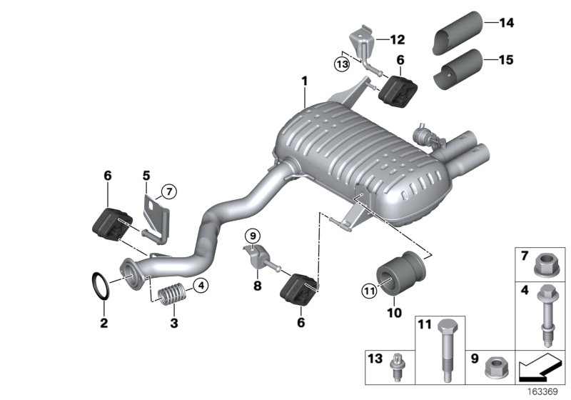 Exhaust system, rear