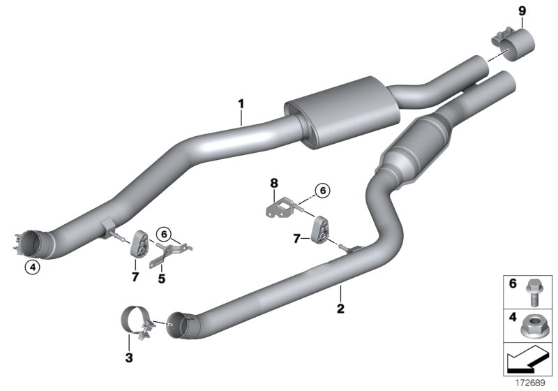 Catalytic converter/front silencer