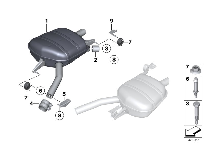 Exhaust system, rear